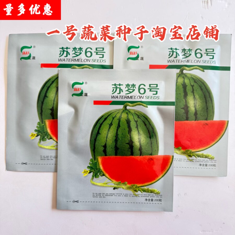 苏梦6号西瓜种子杂交早熟小果型薄皮西瓜种籽高糖高产酥脆红壤孑