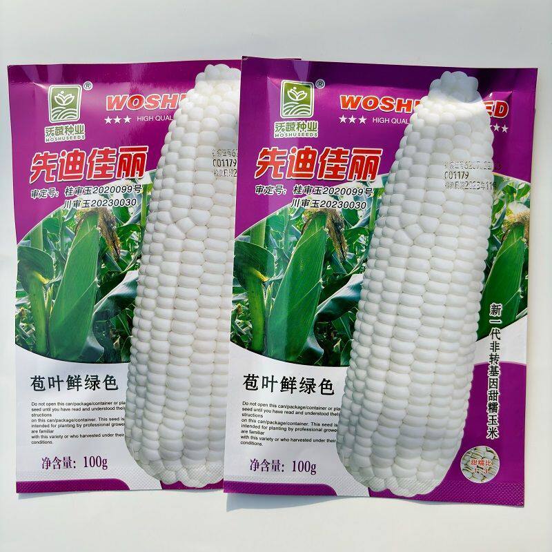 先迪佳丽白甜糯玉米种子春秋高产大棒型叶色鲜绿白糯粘苞玉米种籽