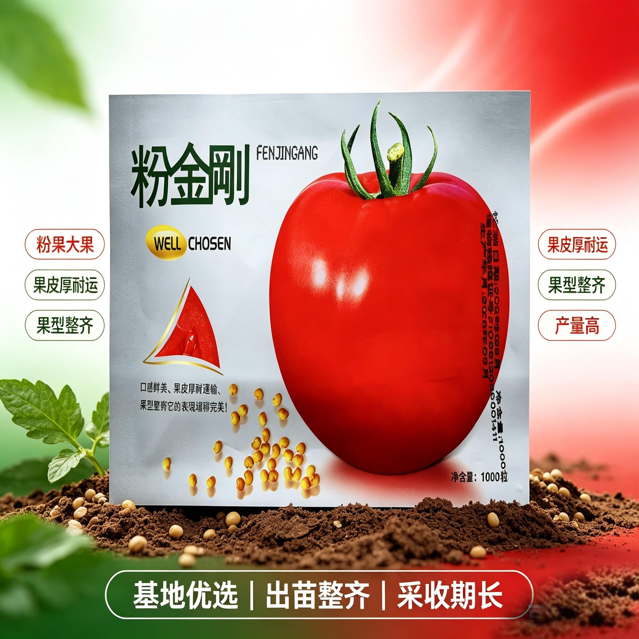 粉金刚番茄种子1000粒早熟耐寒不早衰无限生长型高圆粉红番茄种籽