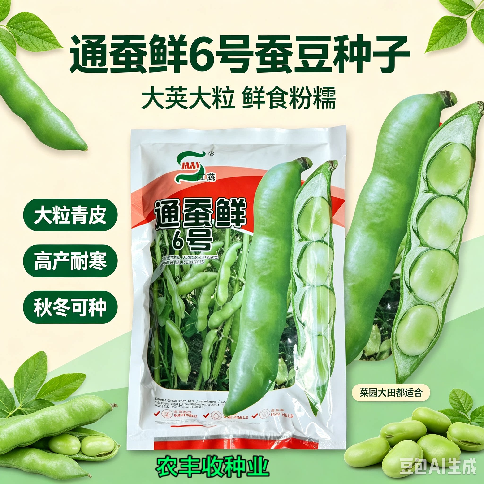 江蔬 通蚕鲜6号蚕豆种子 大荚大粒鲜食蚕豆 高产耐寒秋季蔬菜种籽