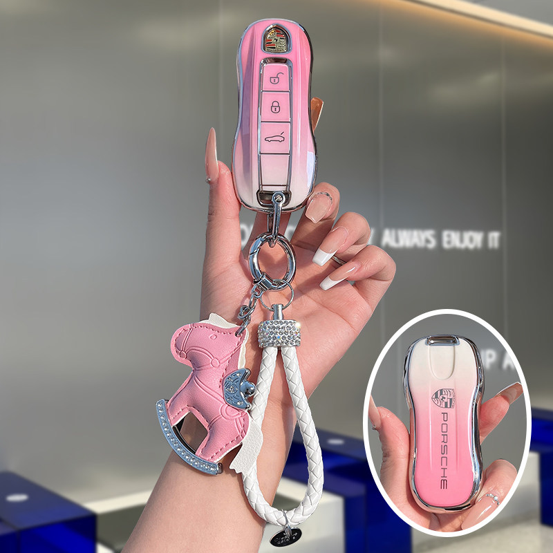 保时捷汽车钥匙套壳扣保护套 Macan卡宴911 新帕拉梅拉718 taycan