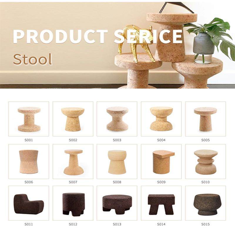 软木家具茶几组合沙发小凳子奶茶店中古复古风格实木茶几组合