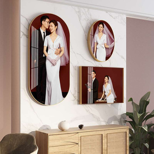 定制相框挂墙打印照片加圆形婚纱照挂画全家结婚照相片组合制作