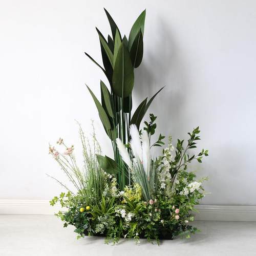 仿真植物造景商场橱窗装饰组合景观店铺绿植软装场景落地绿植盆栽