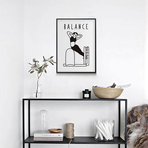 balance保持平衡瑜伽室普拉提线条风装饰画健身房私教工作室挂画