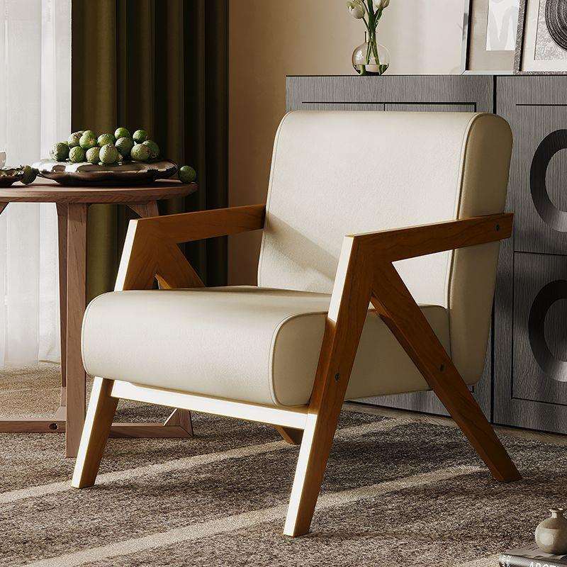 单人沙发椅实木家用阳台客厅民宿酒店看书中古休闲简约复古设计师