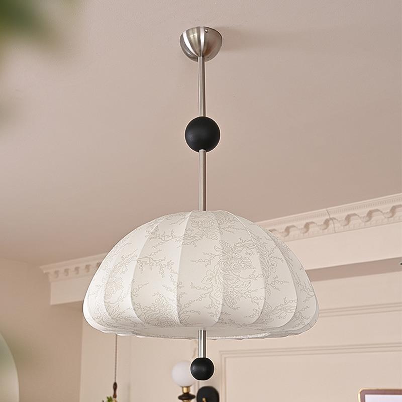 法式花纹布艺卧室吊灯复古实木主卧衣帽间餐厅吧台中古南洋风灯具