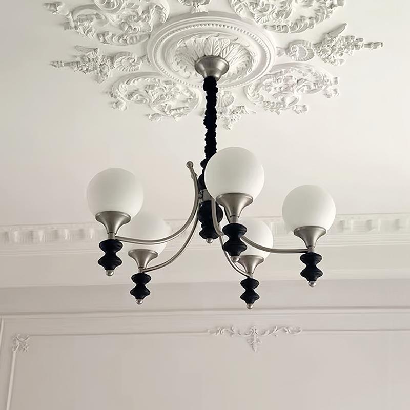 客厅魔豆吊灯中古风法式实木卧室美式复古主卧室护眼灯具玻璃