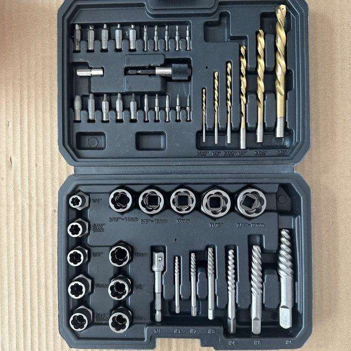 跨境爆款48pc套破损螺母取出器滑牙螺母取出器工具套装铬钼钢锻造