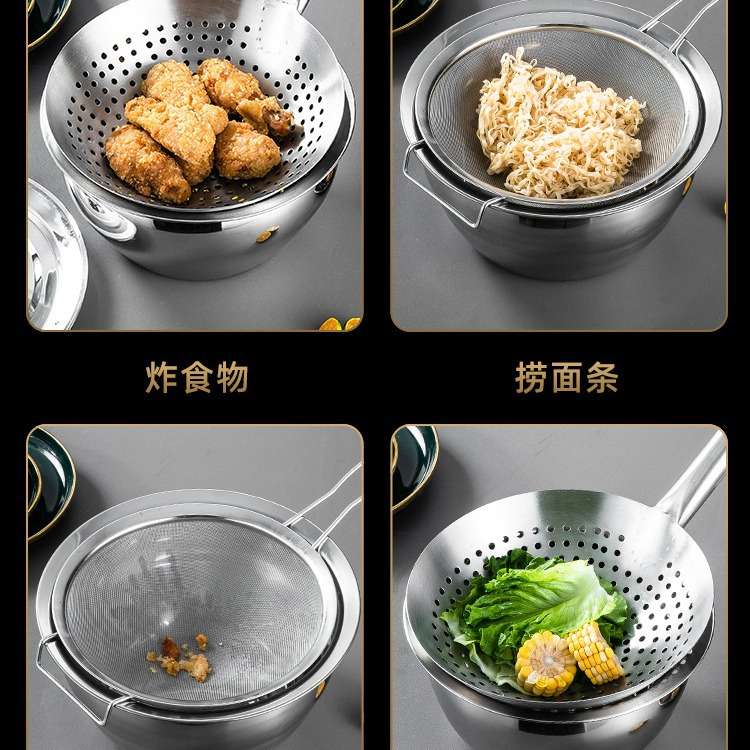 304不锈钢特厚油盆带盖 家用厨房油缸商用猪油调料盆油鼓漏勺套装