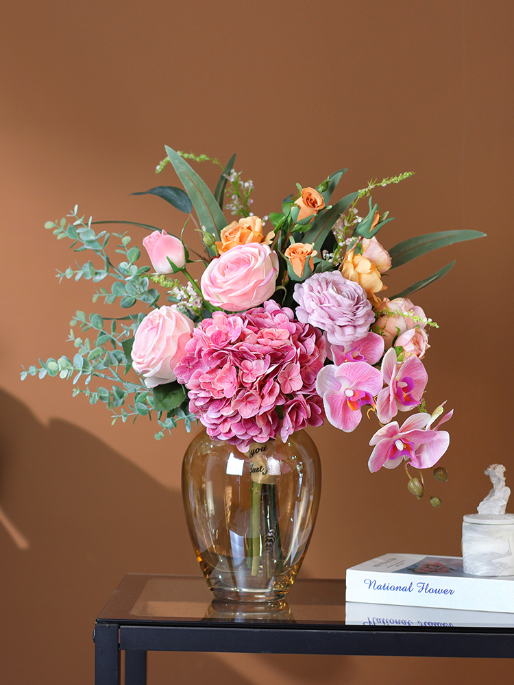 手感保湿绣球蝴蝶兰仿真花客厅摆件装饰花干花花束假花餐桌摆设花