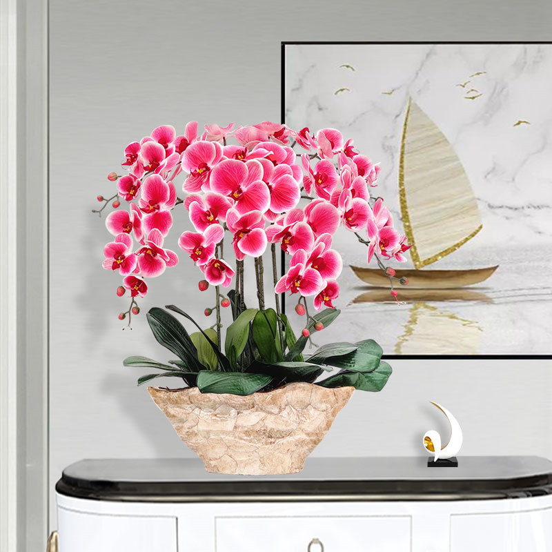 大型蓝色蝴蝶兰仿真花束套装玄关摆设装饰花塑料娟花客厅摆件花卉