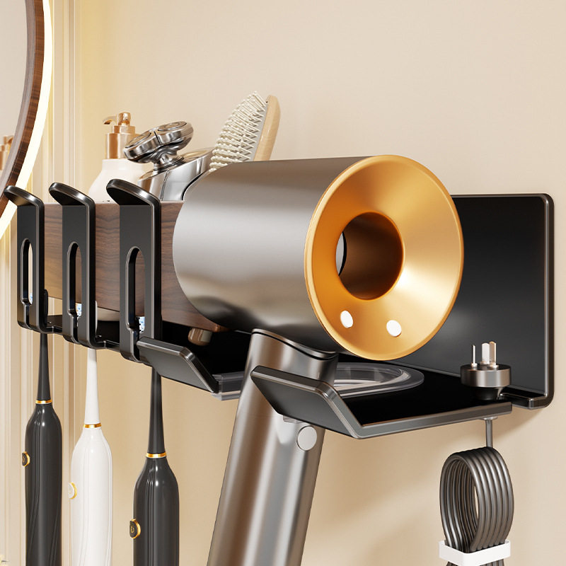 胡桃木吹风机置物架免打孔卫生间牙刷架收纳电吹风筒支架浴室挂架,家庭/个人清洁工具,吹风机置物架,淘宝优惠券,粉丝福利购,淘宝优惠卷