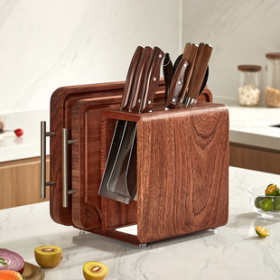 刀架厨房置物架用品菜板砧板架一体收纳架实木多功能菜刀架子