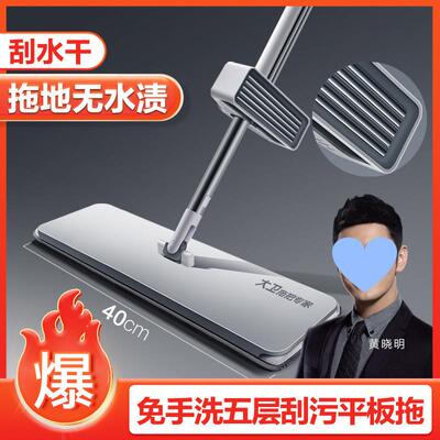 大卫拖把家用一拖净平板干湿两用免手洗懒人拖地带折叠桶