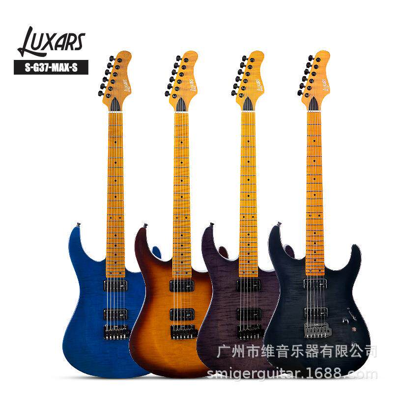 LUXARS高档24品电吉他虎纹贴面亮光漆面 电吉他工厂跨境
