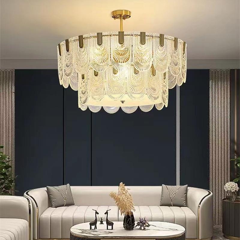 美式复古吊灯意大利宫廷浪漫玻璃双层水晶灯法式客厅餐厅展厅吊灯