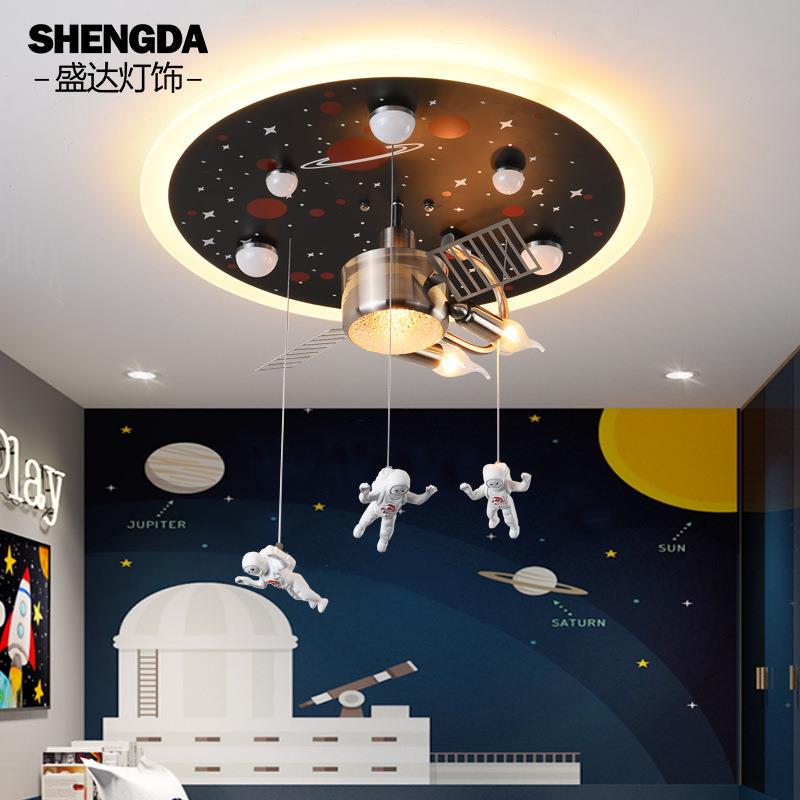跨境太空站卡通儿童灯led吸顶灯卧室幼儿园男孩创意宇宙飞船灯具