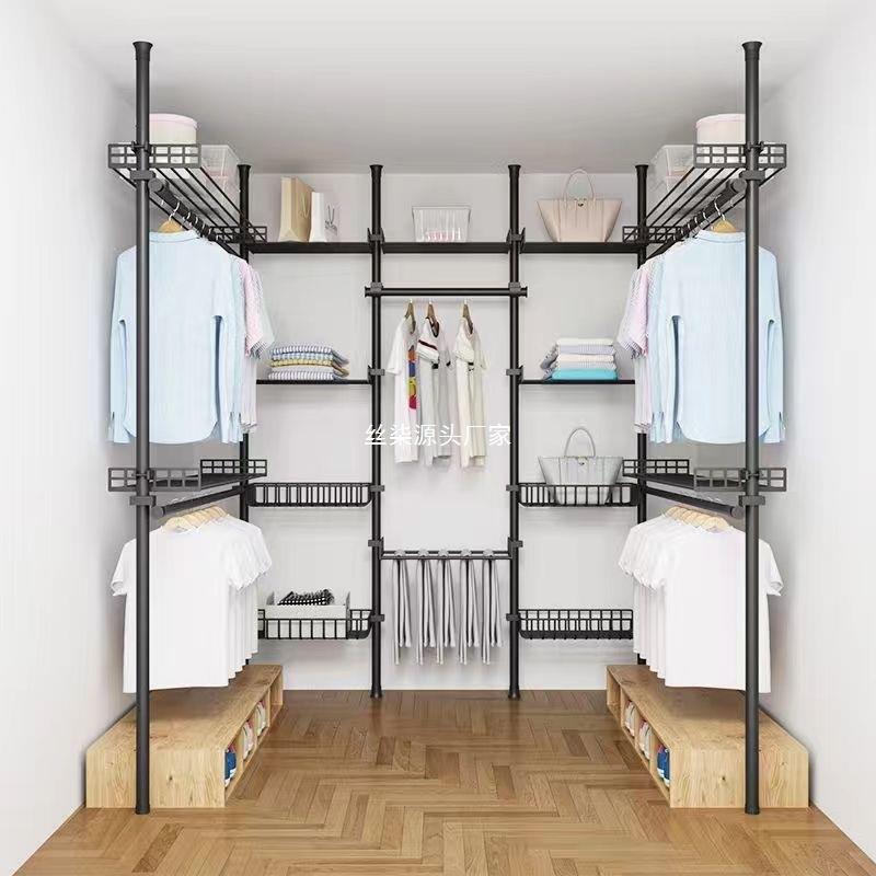 顶天立地衣柜宿舍家用落地式免打孔衣架伸缩衣杆衣帽架阳台晾衣MC