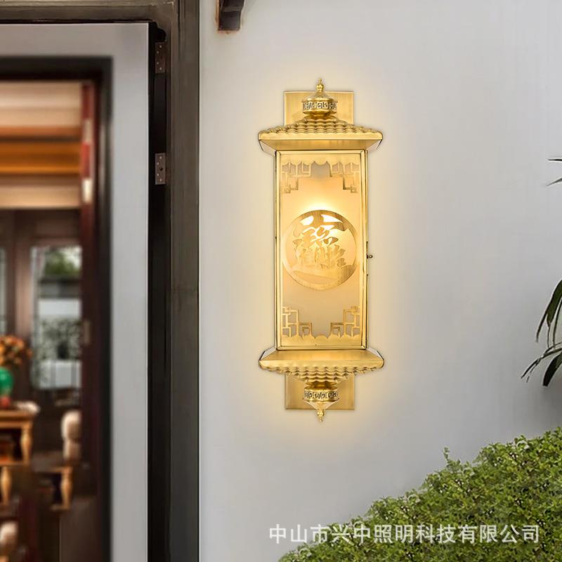 古典全铜壁灯户外防水大门阳台走廊墙壁灯中国风别墅花园庭院灯具