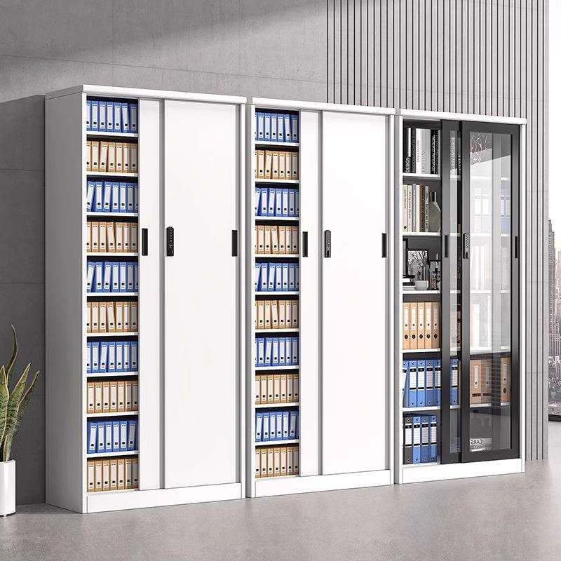 推拉门书柜铁皮文件柜办公室玻璃展示柜移门密码锁资料凭证档案柜