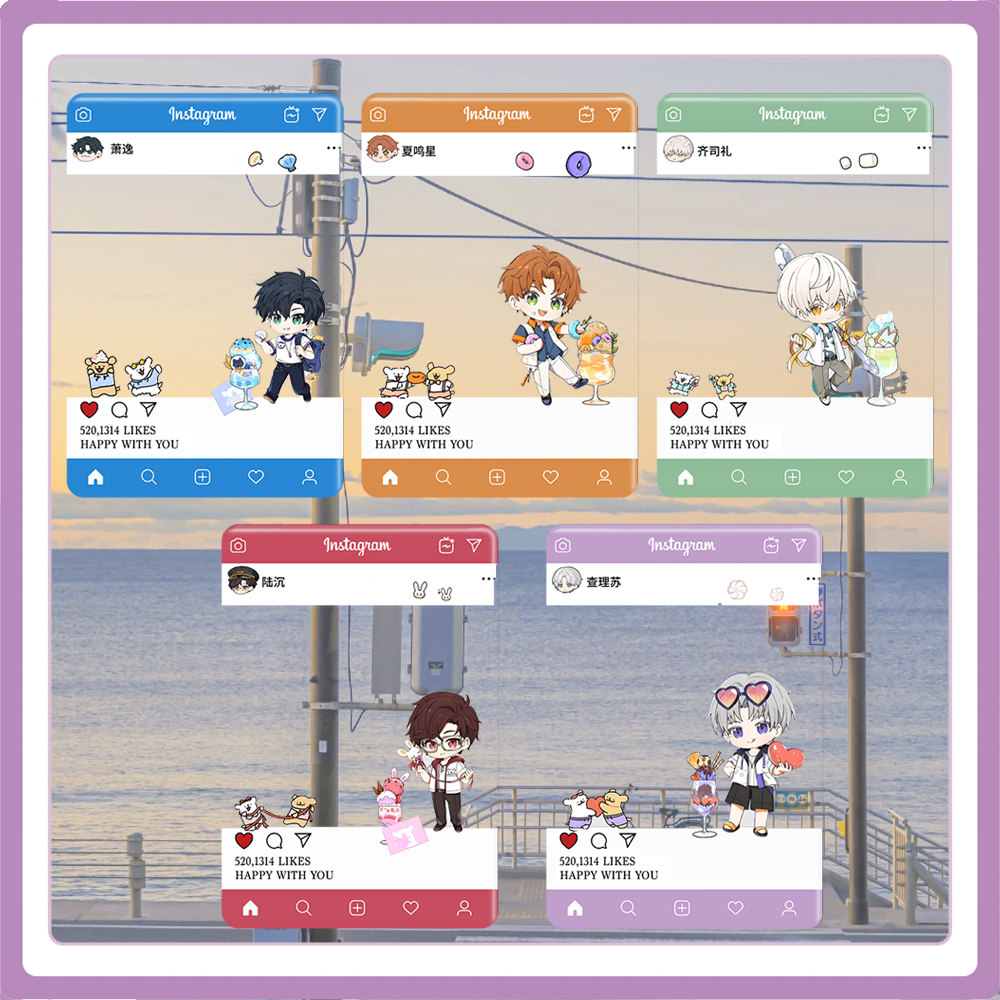 光与夜之恋线条小狗联名同人款亚克力合影卡查理苏陆沉萧逸齐司礼