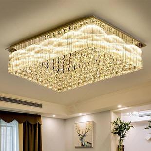 简约现代网红大气家用餐厅水晶吸顶灯110V 跨境长方形客厅灯年新款