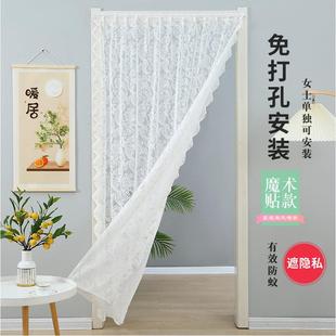 防蚊纱门帘魔术贴蕾丝家用隔断卧室装 免打孔夏季 饰防蝇防虫帘子
