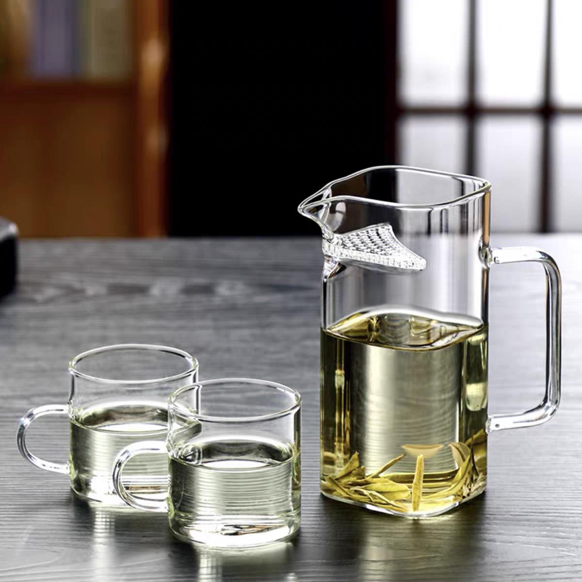 玻璃公道杯过滤茶杯月牙杯家用绿茶分茶器茶漏茶壶茶具专用泡茶杯