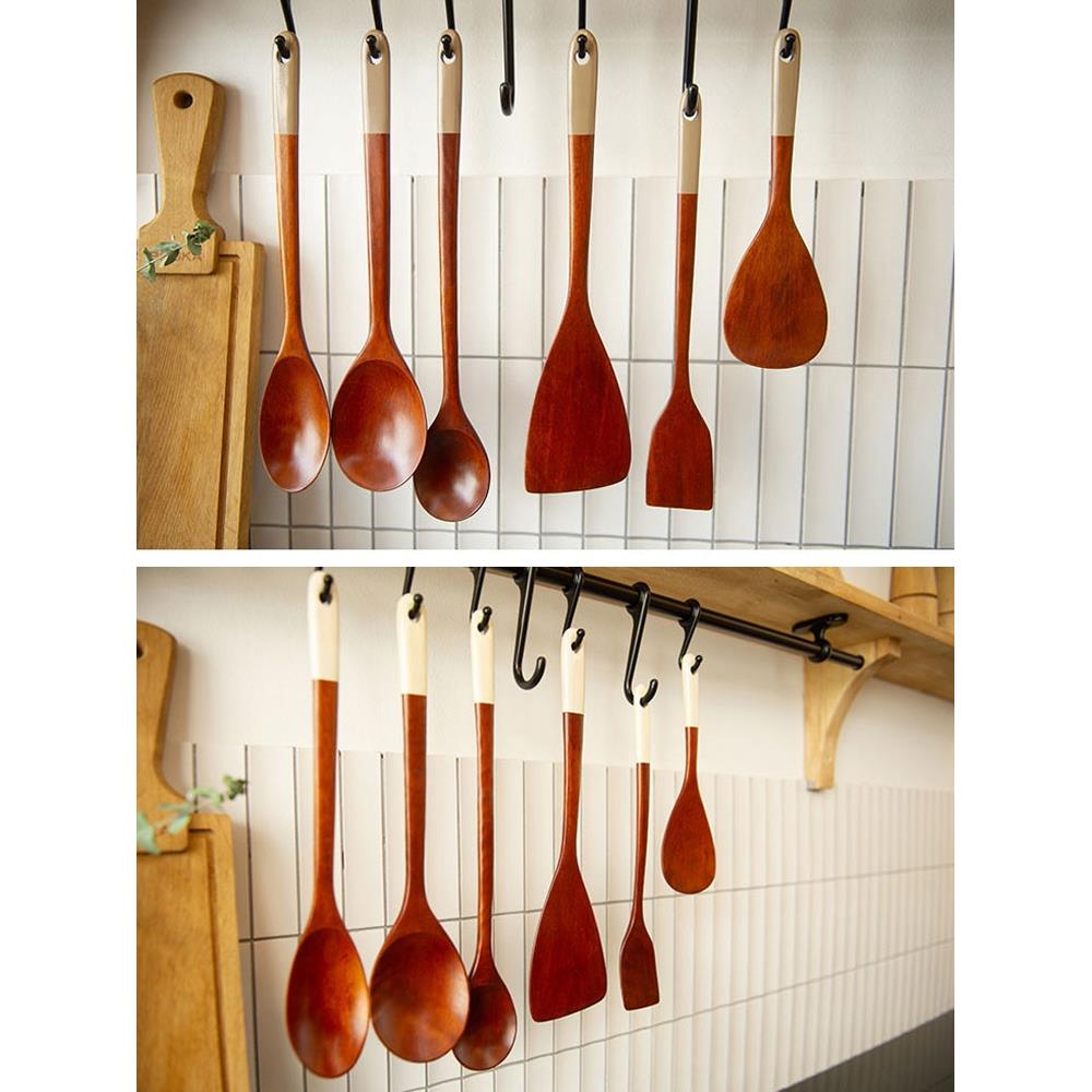 韩国进口铲子ins 欧风日韩式天然实木长柄不粘锅炒菜勺铲子木铲子