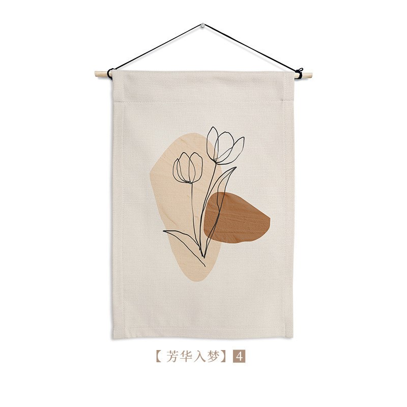 定制简约时尚装饰挂画卡通花卉客厅卧室布艺背景墙软Y装布置挂帘图片