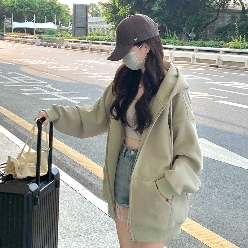 秋季连帽卫衣外套女春秋款秋装女款2024新N款穿搭运动即墨拉链开