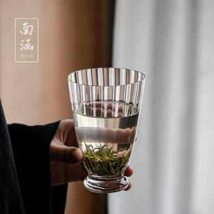 南涵竖纹玻璃绿茶杯家用高硼硅耐热匀杯分茶器功夫茶具个人品茗杯