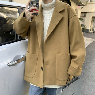 高级感毛呢大衣男秋冬季 风衣外套 加厚呢子上衣韩版 潮流宽松中长款