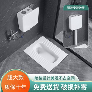 加大家用蹲厕蹲便器水箱整套厕所蹲坑便盆大便器卫生X间便池蹬便