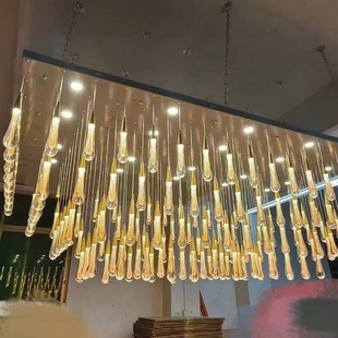 非标工程灯现代风格玻璃吊灯长条入户玄关水滴吊灯别墅楼梯挑空灯