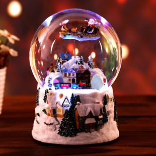 创意女生礼物音乐盒圣诞水晶球发光音乐盒礼物水晶球音乐盒