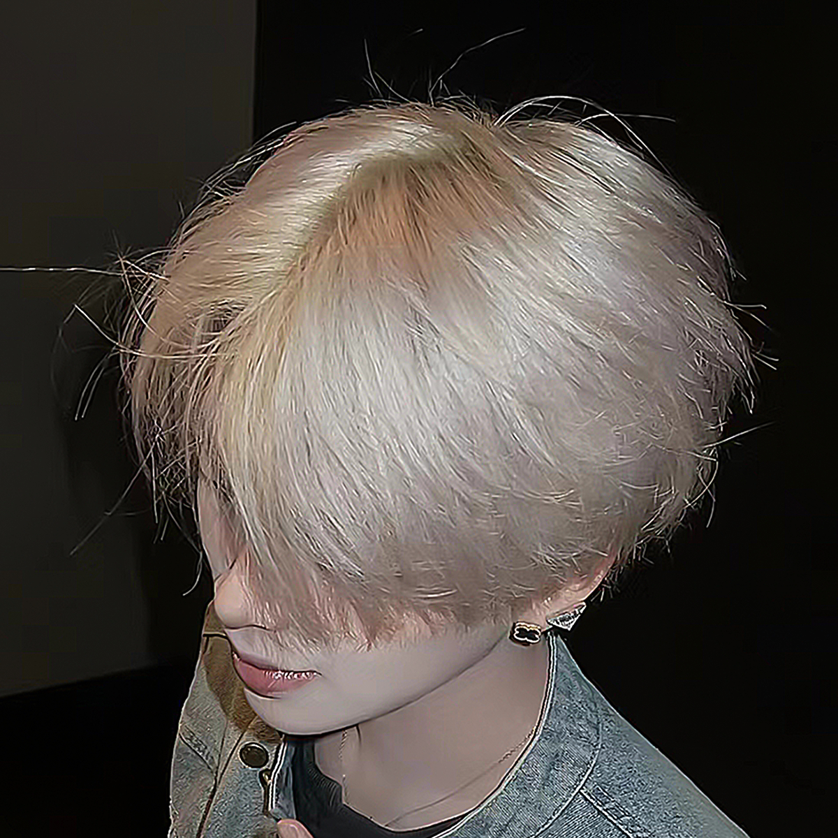 新品假发男潮士白金短发流帅气碎色头奶盖狗减龄发型少年感日常全
