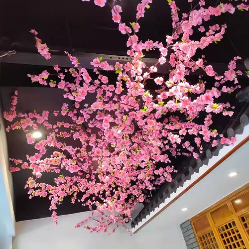 新中式仿真桃花樱花榕树红枫吊顶饭店假花火锅橱窗装饰遮挡仿真花
