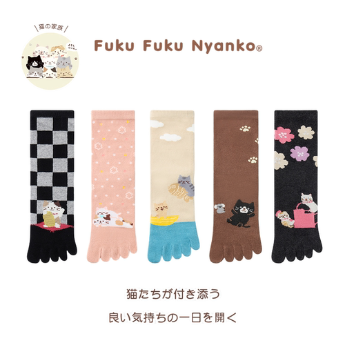 可爱甜美花朵五指袜 缝舒适保暖中筒短袜