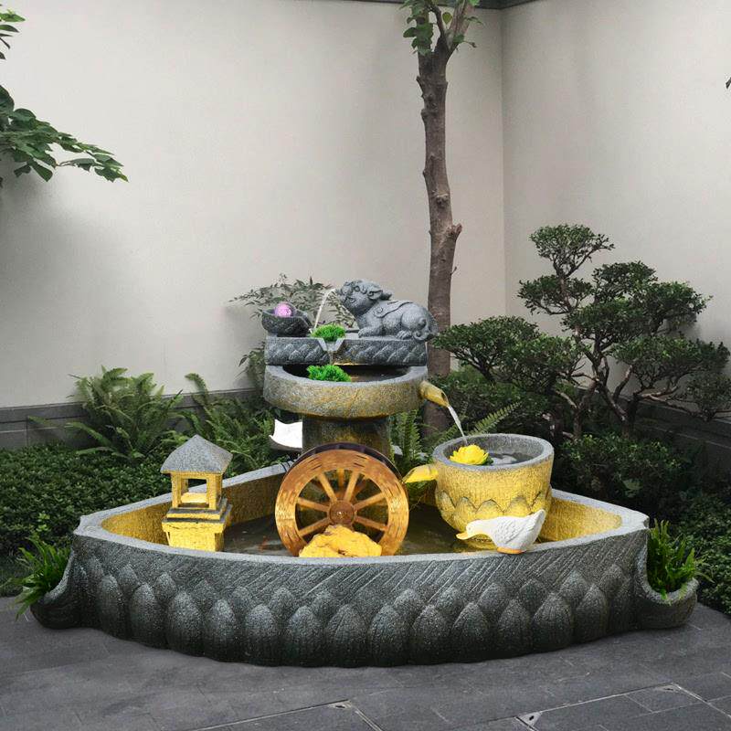 大型假山鱼池流水摆件循环水系室内角落阳台庭院花园喷泉景观造景