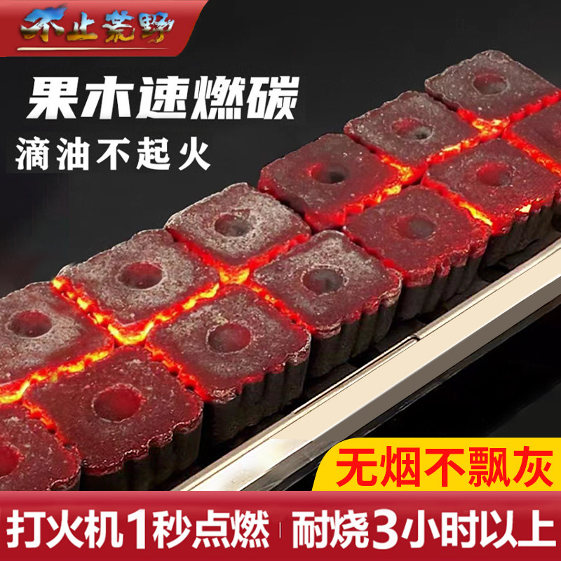 速燃烧烤炭易燃无烟碳果木碳家用烧烤炭户外专用木炭速燃炭引燃碳
