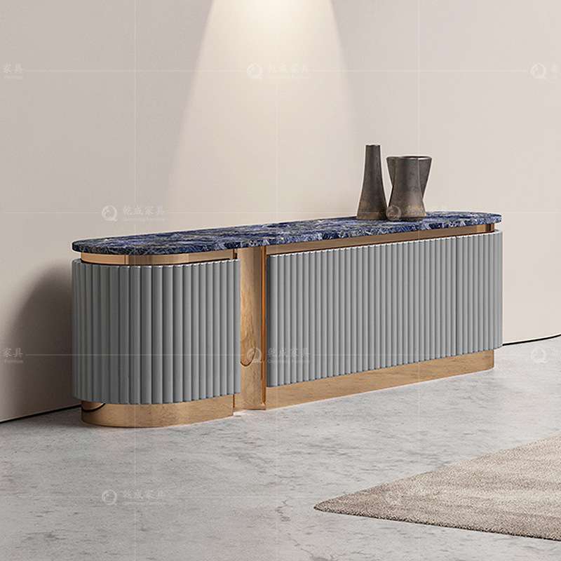 新品岩板电视柜现代简约落地轻奢风地柜视听柜不锈钢设计师
