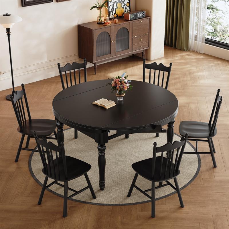 全实木餐桌椅组合法式简约可伸缩折叠餐桌高级感家用小户型餐桌