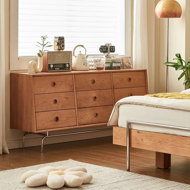 严选北欧实木九斗柜小户型卧室客厅靠墙储物收纳边柜复古抽屉柜