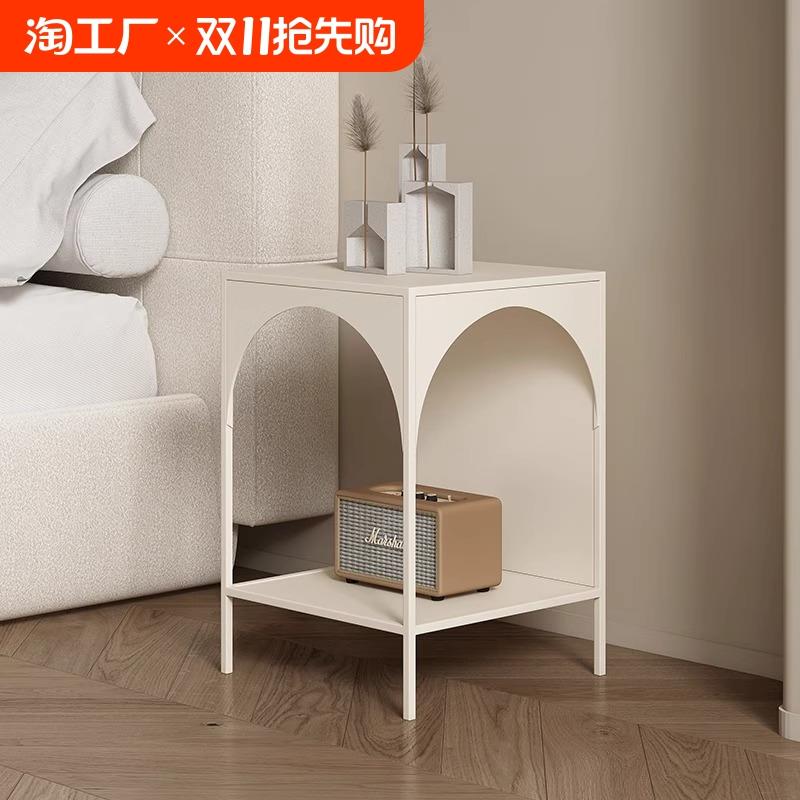 #奶油风沙发迷你床头小边几客厅家用小方桌创意书架收纳架铁艺床