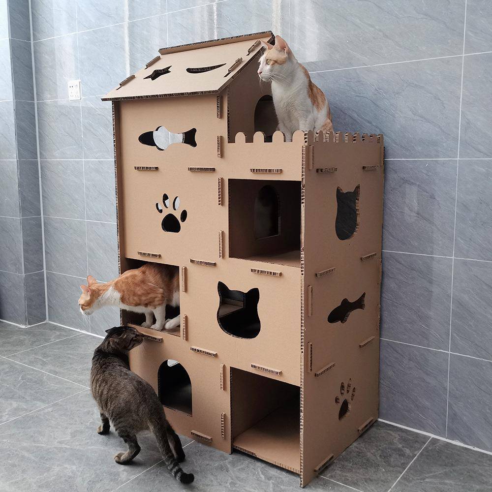 工厂新款猫抓板猫屋】ICLE-益蔻-猫抓板磨爪板猫台阶-4层豪华
