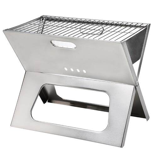 便携式户外折叠烧烤炉bbq野营安装简X型折叠不锈钢烧烤炉
