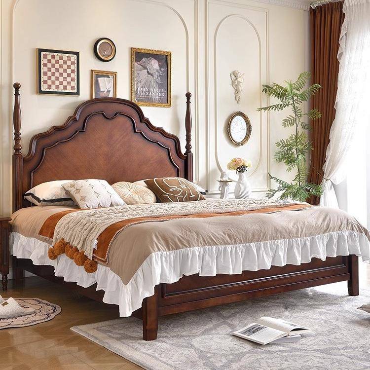 美式复古实木双人床1.8m简约法式安娜床高箱储物主卧室婚床2m大床