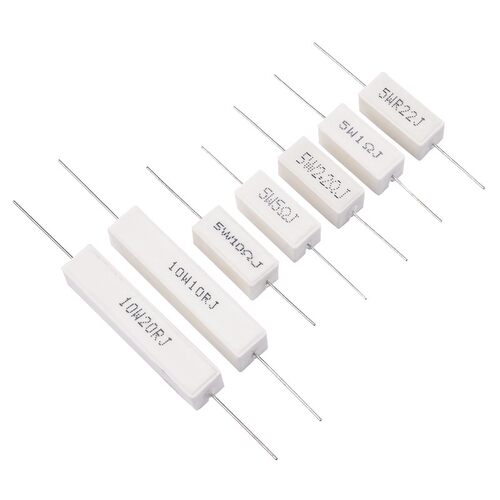 5W10W水泥电阻0.22/1/2/2.2/5/8/10/20R J RJ 欧 陶瓷 5%电阻器